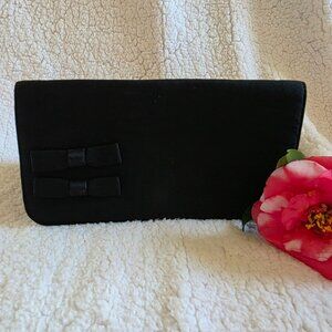 Black Silk Double Bow Evening Clutch